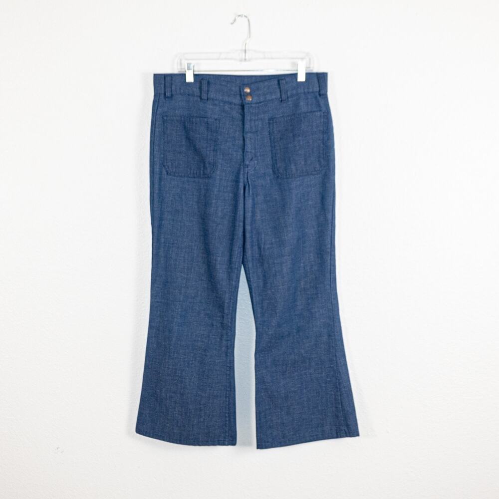 70s Levi's Fresh Produce Carrot Tab Crop Bell Bottom Jeans indiogo fit 34x26